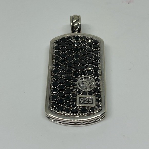 David Yurman dog tag pendent with black diamonds - Picture 6 of 7